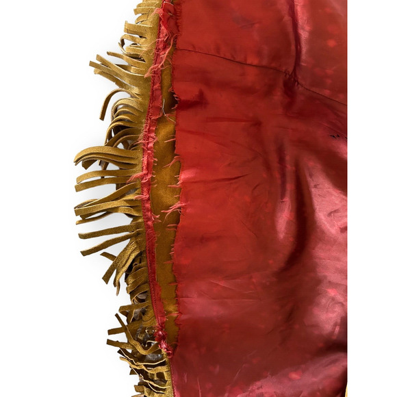 Vintage Leather Fringe Embroidered Cape Western Indian One Size Large - Picture 12 of 16